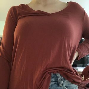luxe long sleeve v neck top pink old navy